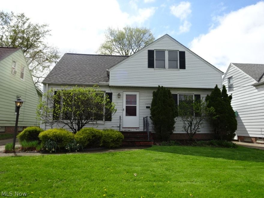 3 bedroom dormered cape situated close to I-480 and city services. Central air,  Detached 2 car garage. Endless possibilities, bring your paintbrush and creativity.  Partially finished basement with bar area. Endless possibilities for the creative buyer! This is a Fannie Mae homepath property