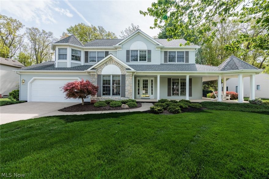 Wake up to the charm of Avon Lake living in this beautifully maintained home in one of the area's most desirable neighborhoods. From the moment you arrive, you’ll be impressed by the exceptional curb appeal, highlighted by a charming wraparound front porch—perfect for relaxing and enjoying the outdoors. Step inside to a bright and inviting layout featuring a vaulted ceiling and fireplace in the family room, seamlessly connected to the adjacent dining and living areas off the foyer, ideal for both everyday living and entertaining. A private den/office at the rear of the home offers flexibility for today’s lifestyle needs.  The kitchen includes a cozy breakfast room, creating a warm and functional space for casual meals. A first-floor laundry room adds everyday convenience. Upstairs, you’ll find four generously sized bedrooms, including a spacious primary suite with a beautifully remodeled bathroom featuring a tiled walk-in shower and ample walk-in closet space. The primary bedroom also includes a sitting area, offering a perfect retreat. This home is equipped with valuable upgrades, including a whole-house generator with an updated gas meter and whole-house dehumidifier for added comfort and peace of mind. Enjoy outdoor living in the beautifully landscaped, fenced backyard complete with a deck and patio—ideal for gatherings or quiet evenings at home. A sprinkler system makes lawn care effortless. Additional highlights include a basement for extra storage and direct attic access from one of the bedrooms, providing even more storage options. Located in the highly sought-after community of Avon Lake, this home offers the best of suburban living with close proximity to Lake Erie, scenic parks, walking and biking trails connected to the neighborhood, and a vibrant community atmosphere. Residents enjoy access to top-rated schools, beautiful waterfront areas, and convenient shopping and dining—all while being just a short drive to downtown Cleveland.