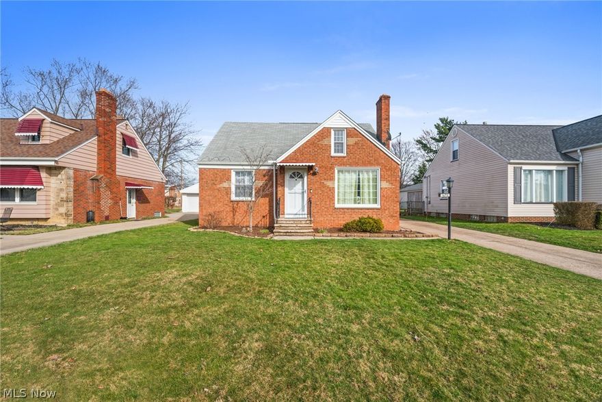 Welcome home to this meticulously maintained three bedroom brick cape cod in the heart of Mayfield Heights.  On the first floor you'll find original hardwood floors in well preserved condition.  Cozy up in the living room with an updated ventless gas log fireplace.  Upstairs you will find the open space perfect for an owners suite or whatever you can imagine.  The basement is partially finished and allows for additional living space with a gas fireplace along with a framed/plumbed half bath awaiting your finishing touches.  Located in the back of the property is a detached, two car garage.  Conveniently located near all of the amenities Mayfield Heights has to offer.  Sellers are offering a one year home warranty with APHW (see supplements).  Many updates and improvements to include basement waterproofing with transferrable warranty.  Schedule your showing today!