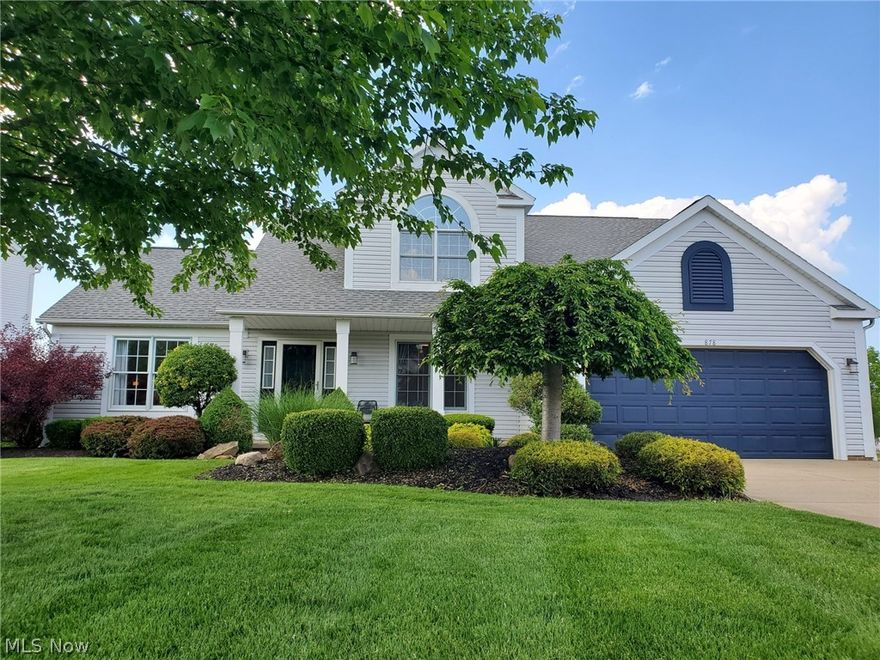 Fabulous 3 bedroom, 2.5 bath home featuring a first floor master bedroom, 2 story great room with gas fireplace, formal dining room or office, spacious dinette, updated kitchen with newer gray cabinets, quartz counters & stainless steel appliances.  Master bedroom includes vaulted ceilings with an updated master bath retreat complete with tile shower and glass doors, garden tub, double sinks with granite counters & a walk-in closet. Second floor includes 2 bedrooms with a loft that overlooks the great room and a full updated bath. Enjoy the out of doors with a very large concrete patio surrounded by trees for privacy.  Good size side yard as well. Highlights include hardwood floors and newer carpet, lots of natural sunlight, vessel sink in half bath, a coffee nook, first floor laundry with washer & dryer, full basement, gas heater in the garage, and sprinkler system. Recent improvements include new arched window in 2nd floor front bedroom (2023), furnace & air (2022), and hot water tank (2021). This neighborhood offers a clubhouse and the streets are lined with blossoming trees right now so be sure to drive by today!