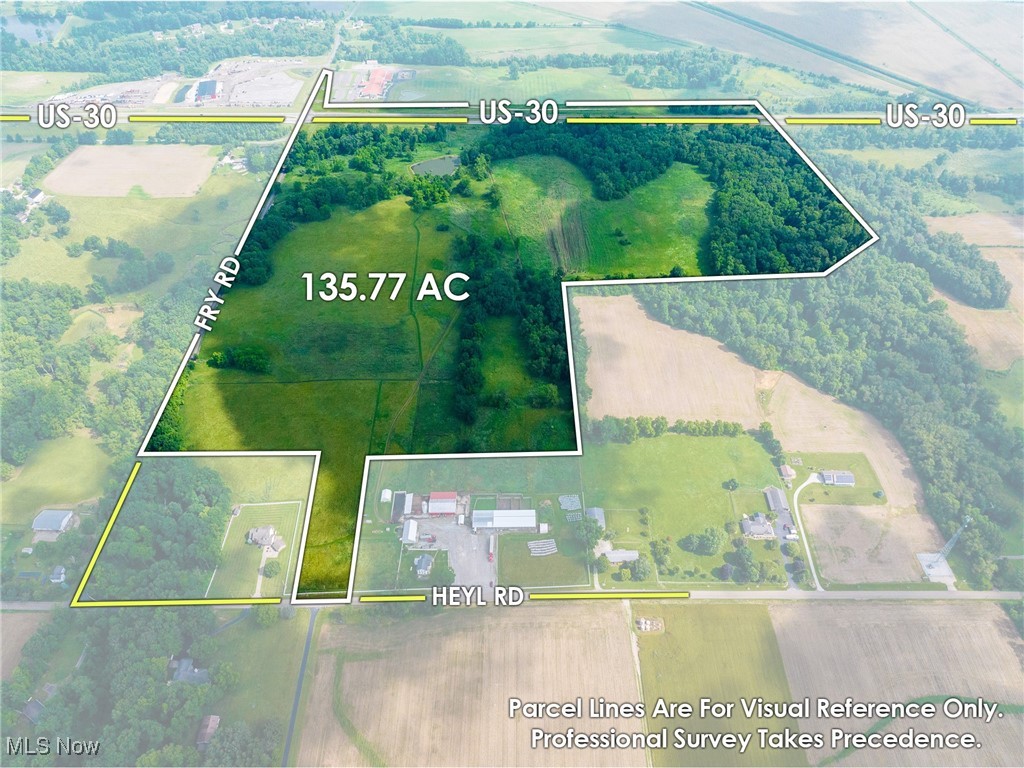 Introducing Garver Farms—a rare, generationally owned gem now available just outside of Wooster. This exceptional 137± acre property features a beautiful mix of gently rolling farmland, wooded acreage, a well-kept pond, and a peaceful creek. With extensive road frontage on Fry Rd, Heyl Rd, and high-visibility access along US Rt 30/US-250—traveled by over 18,000 vehicles daily—this land is loaded with potential. Whether you're envisioning agricultural use, residential development, a dream estate, or a high-traffic commercial project, this property checks all the boxes. Properties like this don’t come along often—don’t miss your chance to own a piece of history with limitless future opportunity!