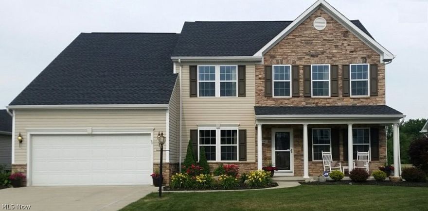 Immaculate colonial in Stonebridge Creek in Avon is a MUST SEE with striking curb appeal and large, welcoming covered patio!!Home boasts an amazing floor plan w/ living room and dining room w/ lots of windows! Loads of extras in this beauty include a gourmet kitchen w/ granite countertops, stainless appliances and a huge center island that opens to a vaulted morning room!! Extra large family room featuring a cozy, stone gas fireplace and neutral colors, office/playroom and half bath complete the first floor. 
Upstairs the relaxing retreat of the master bedroom and bath includes Master bath w/ separate shower, large bathtub, double vanity and walk in closet!! 3 other generous sized bedrooms and full bath. 2nd floor laundry room with washer/dryer included!!
Lower level recreation room is great for family time, kids and entertaining!! Half bath, loads of storage and useful utility sink!!
The backyard oasis is a Dream w/ over 300sq ft lighted composite deck that steps down to almost 400