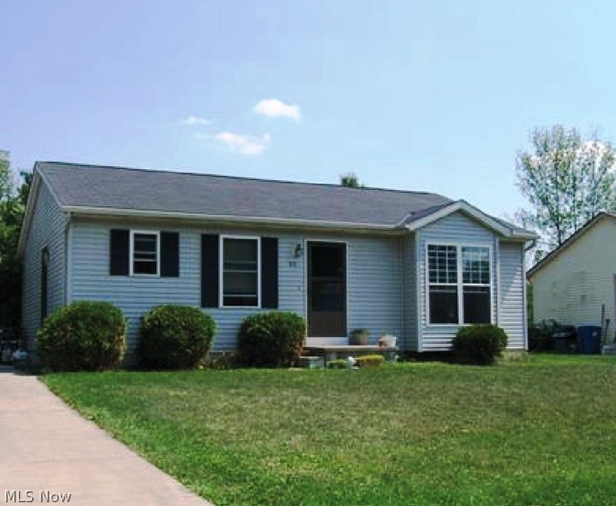 Own your own home and enjoy the outdoors.  Freshly painted ranch with new carpeting.  Living room with fireplace  for next winter's enjoyment.  Kitchen includes white cabinetry, dishwasher and electric stove.  Full basement with separate rooms and plumbing roughed in for an extra bath.  Large back yard. Immediate occupancy!