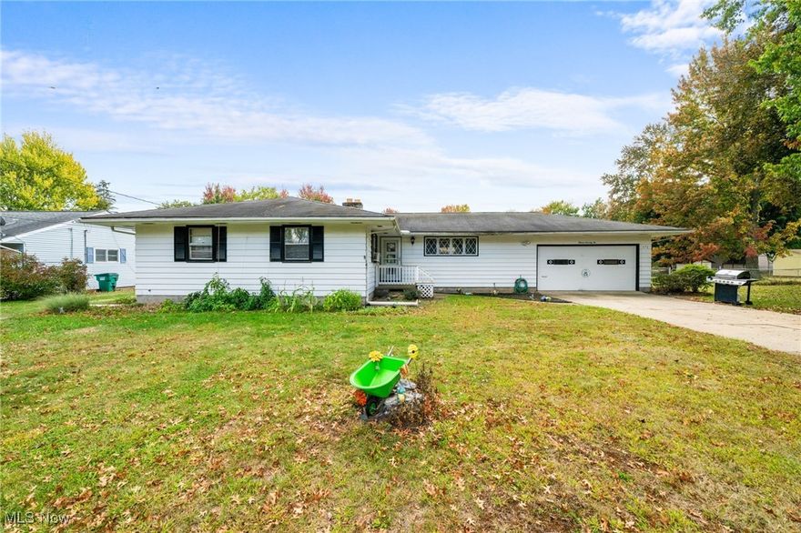 ranch design situated on a 100 x 173' lot in quiet Painesville Township location. This home features 3 large bedrooms and 1 full bath, with full basement, and a spacious attached garage (24 x 22').  Great floor plan with generous room sizes and lots of closet space. Spacious front entry, hallway area and sandstone fireplace with matching hearth in living room.  The hot water heating system is two zone with separate thermostats; one zone for main living area and other for three bedrooms; new pump installed in January of 2019. Unfinished basement offers large, open rec room spaces that are ready for your creative touches. There is a separate, mechanical/laundry/storage area.  The basement is accessible from garage.