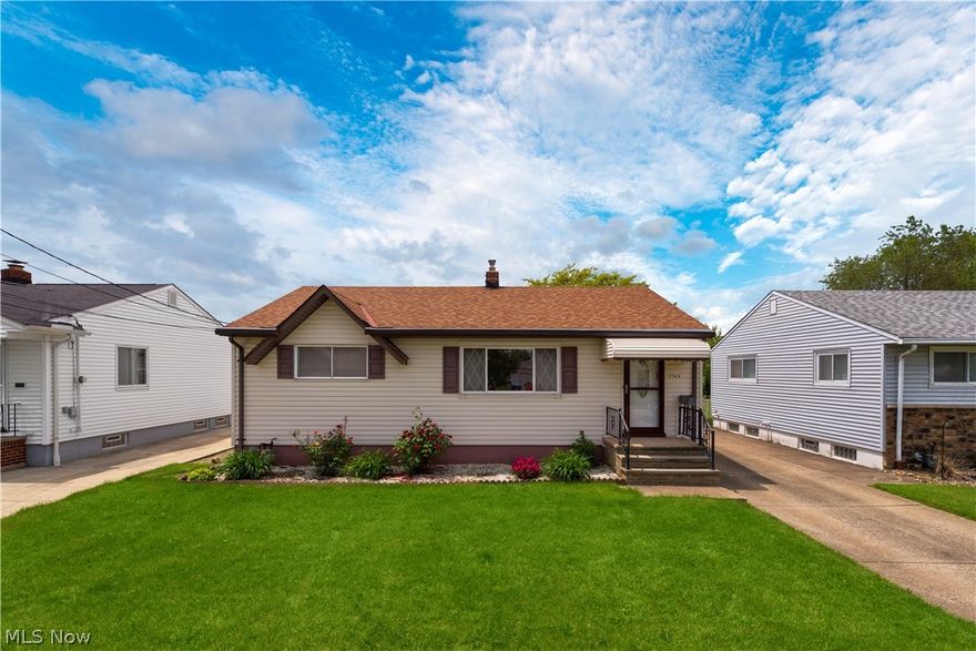 Welcome home to this move-in ready 3 bedroom, 2 full bath ranch in Brook Park!  This home has been well cared for and maintained throughout the years.  The main floor features new neutral gray paint (2019) and brand new carpet (2019), with gorgeous original hardwood floors in two of the bedrooms.  The main level bathroom has a large, walk-in shower and good size vanity.  Walk through the ceramic-tiled dining room and kitchen to step out back onto your private covered patio.  The backyard is fully fenced in and comes with a shed.  Back inside the house, the basement offers a large rec room, full bathroom, spacious laundry room, and separate storage area.  Updates within the past 10 years include:  Gutter guards on house and garage, new shed, new wash basin, furnace and AC, glass block windows in the basement, new windows, garbage disposal, stove, refrigerator, garage door, and vinyl siding.  Quiet street with convenient access to highways and shopping.  1 year home warranty included for