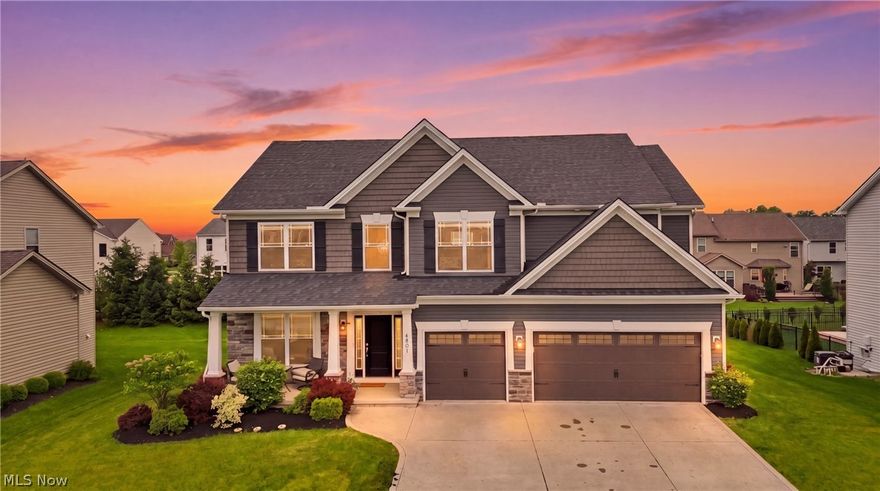Tucked into this sought after community, this stately 2018 built colonial welcomes you home the moment you turn onto Stag Thicket Lane. Stone and vinyl exterior accents set the tone for what's inside, a thoughtfully designed two-story floor plan where everyday living and special moments unfold with ease.
Step into the foyer and feel the home open up before you. A dedicated first-floor office offers the perfect work from home retreat, while the great room, anchored by a warm fireplace, flows seamlessly into the kitchen and dining area, creating a natural gathering space for family dinners and weekend entertaining. Upstairs, four spacious bedrooms, a versatile loft, and the convenience of second-floor laundry make daily routines effortless. Downstairs, the fully finished basement adds a bonus room and recreation room, ideal for guests, hobbies, or movie nights.
Outside, enjoy the patio overlooking your private backyard, and take comfort in the three-car attached garage and modern central air. Brunswick Hills living means quiet, tree-lined streets paired with unbeatable convenience, top-rated Brunswick City Schools, quick I-71 access to Cleveland and Akron, and weekends spent at Mapleside Farms, Susan Hambley Nature Center, or exploring local parks.
Newer construction, room to grow, and a location that truly has it all. Welcome home!