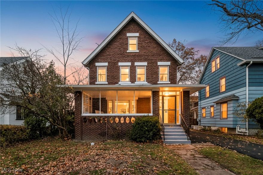 Welcome to this beautifully remodeled home in the heart of Cleveland Heights! Updates include new flooring, fresh paint, and a fully renovated kitchen with stainless steel appliances. The main floor features a bright living room with a refreshed fireplace, a dining room, updated kitchen, and a rare first-floor half bath. The second floor offers three bedrooms, a brand-new full bath, and an enclosed patio. The finished attic provides a private additional bedroom with a large bonus space ideal for an office or walk-in closet. A finished basement adds even more living space with another full bath and laundry room. New electric baseboard heat is being installed. Enjoy a two-car garage and proximity to Coventry Village, Cedar Lee, Cain Park, University Circle, and the Cleveland Clinic. Move-in ready and packed with updates!