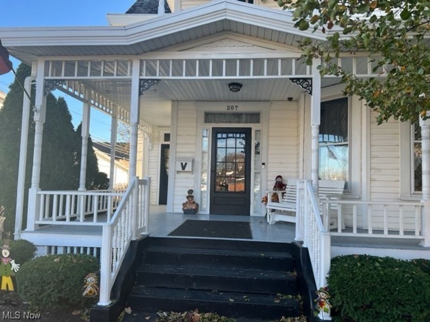 Grand Victorian era home-President McKinley once gave a speech from the second story balcony. Built in 1895, a center piece for the city of Minerva. There is an apartment above large garage on back of property.  House and garage are all insulated, garage has new windows.  All original doors are available. Original lighting has been rewired.  Basement has glass block windows.  Owner is also leaving all appliances which include 2 washers and 2 dryers.  Lots of original furniture will stay.  A whole home generator is also included.  Slate roof has been inspected every year and repaired if needed.