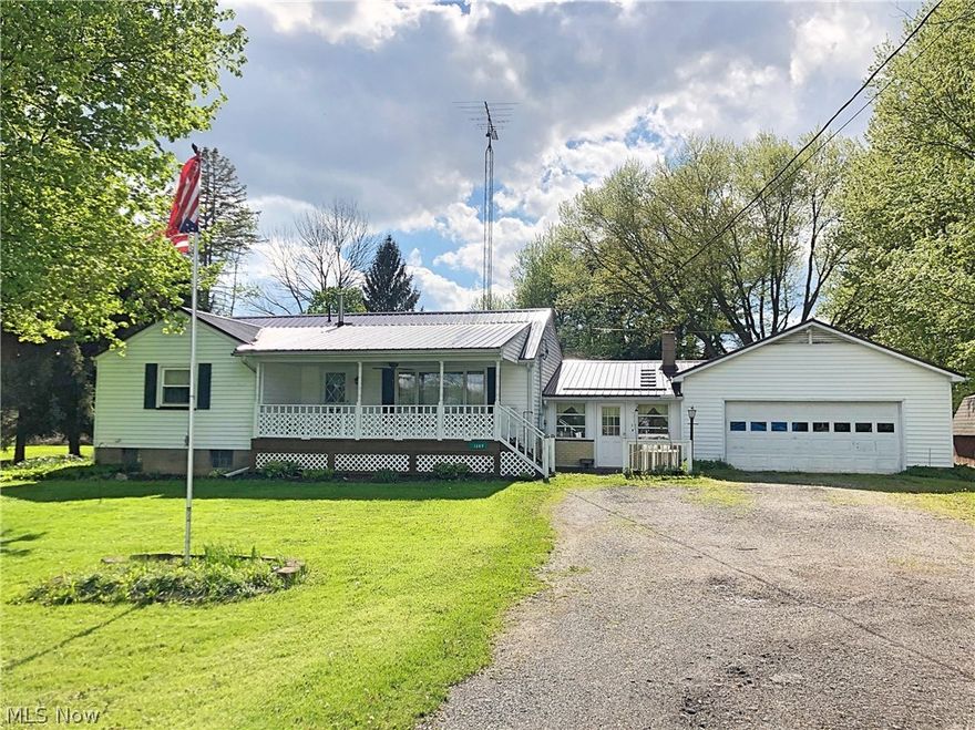 Well maintained Ranch home on 2.06 acres.  Welcoming covered front porch, 3 bedrooms featuring an owner's suite with bathroom and another bedroom with a built-in cedar closet.  A large open kitchen with appliances staying, step down to laundry area.  The family room features a stone hearth with a wood burner and floor area featuring a wood/stone inlay from the property.  This room was once used as a store and comes complete with shelving, safe, and pantry cabinets as well as a cold storage room that could be used as an office.   The backyard is spacious with a firepit area, a fenced-in area including a playset and a storage shed.  1 year Home Warranty included.