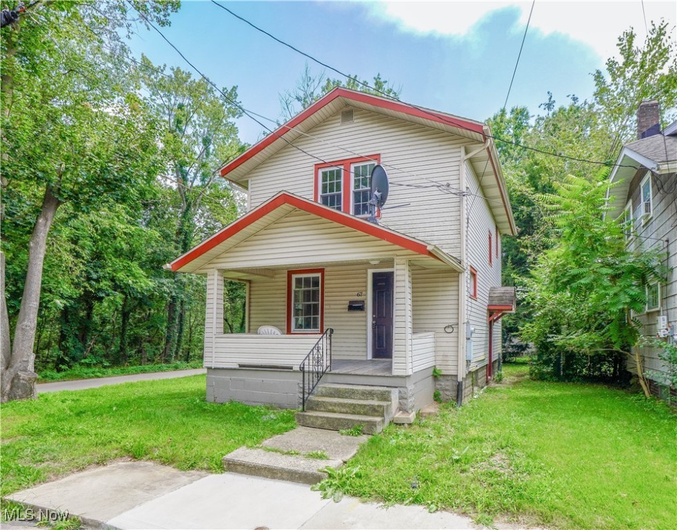 Whether you're looking for an affordable place to call home or a smart investment, this 2 bedroom colonial in Massillon is worth a look. The main level offers a comfortable living room, a spacious dining area, and a bright kitchen with newer cabinetry, a tile backsplash, and a cheerful breakfast nook. Upstairs, you'll find two carpeted bedrooms and a remodeled full bath with a tiled tub and shower. The owner has added fresh touch ups throughout, including the basement, giving the home a clean, well-kept feel. Outside, the corner lot includes a partially fenced yard, detached garage, and driveway for off street parking. Convenient location near shopping, parks, and the highway. Call today!