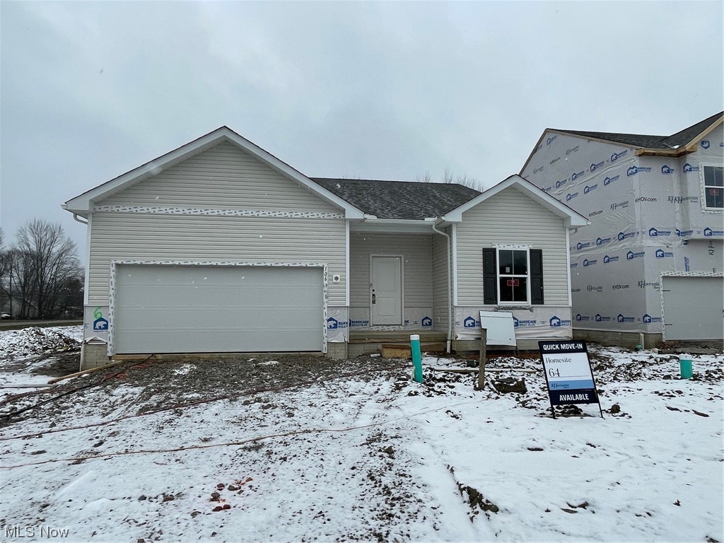 QUICK MOVE-IN Daffodil model home reflects the "FARMHOUSE" interior finish look and an open concept floor plan! Come inside
through the welcoming foyer and you will be impressed by this home design. It reflect the way people want to live today!
Interconnected spaces creating a seamless flow from living, dining room and the kitchen. This beautiful kitchen includes a large island that seats 6. Pendant lighting accentuates the Luna Pearl, granite counter top at center island, 42" white Aristkraft cabinets with crown molding trim. Stainless steel GE appliances complete this kitchen. Luxury vinyl plank flooring throughout the first floor. Neutral carpet in the 2 bedrooms. A full basement, which can be finished and is plumbed for a full bathroom. Luxury owners suite includes bathroom w/double sink bowls, decorative sconce lights and mirrors. The large walk-in closet provides ample storage. A first floor laundry is located off the kitchen for your convenience. You will appreciate the generous yard to enjoy! Landscaping is as follows: seeded yard, and a fully landscaped front bed. Builder and manufacturers warranty included! Occupancy is immediate!