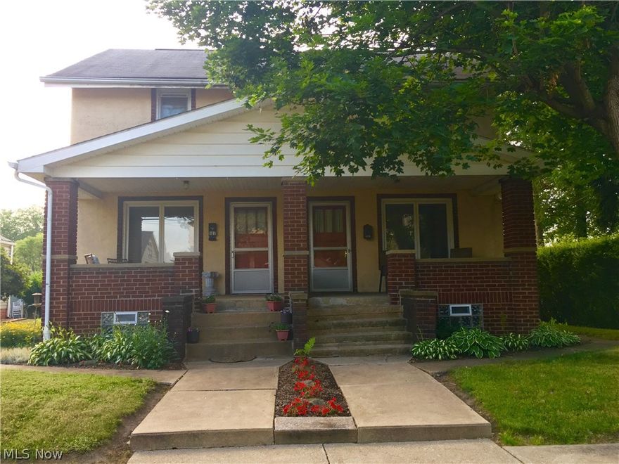 Put your money to work.  With this duplex offering 2-bedrooms/1 bath on each side, conveniently located next to the park, Minerva schools.  Great features include a living room with carpeting, basement laundry hookups, attic space on 3rd floor, a covered patio that leads to the 2 car garage (one for each unit), front porch on each side with the right unit offering a partially finished basement and finished attic space.