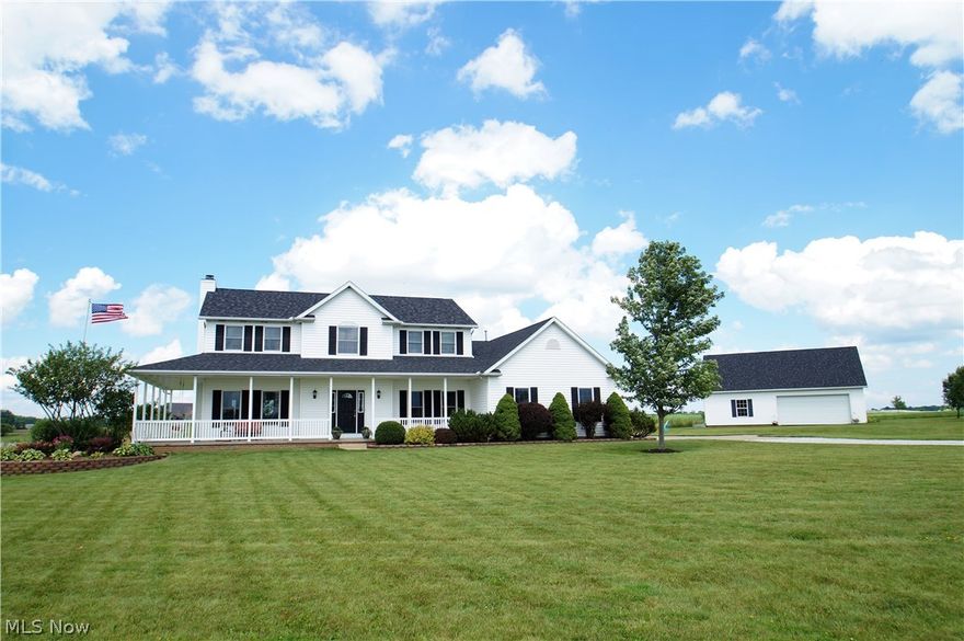 Don't Miss This One! Some of the most amazing views and sunsets you'll ever see!! If you're looking for space inside and out, this 4 bedroom, 3 bathroom Colonial has it all! The open floor plan is great for entertaining or raising a family.  Big foyer/entrance with tile floors. Large family room with an all brick fireplace, Large kitchen with an island, and a sliding glass door out to the back yard. 1st floor laundry room/mud room also offers access to the back yard. Large Master bedroom, with 2 big walk in closets and a nice sized master bathroom!! New roof on both structures in 2015. Additional detached garage is 40x40, built in 2007.  Enjoy every evening sitting on your wrap around porch or swimming in the pool. The 6+ acres gives you that country living feel but you're still close to everything.