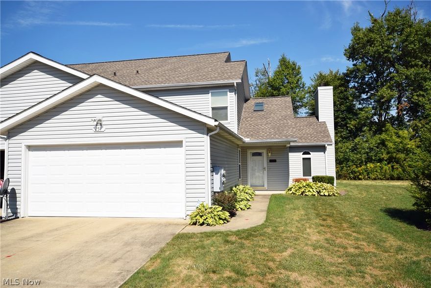 Don't miss out on this one! This 3 bedroom 2 bath condo, located  in the quiet Southwind Terrace Estates of Tallmadge, is a must see! Open floor plan with cathedral ceilings make this home bright and welcoming.  The bright  kitchen is well lit and has extra can lighting installed.  Enjoy the quiet setting in the sun room located off the dinning room.  Or cozy up by the propane fireplace in the great room! (The fireplace can be converted back to wood burning if you prefer.) The bedroom on the first floor has many uses, den, office, craft room, whatever fits your needs and has extra square footage missing in other units.  It also has convenient passage to both sides of the unit.  Upstairs you will find a master bedroom with cathedral ceiling, a third bedroom and a full bath accessible to both bedrooms.  New windows in this unit.   This won't last long call today to schedule your showing!