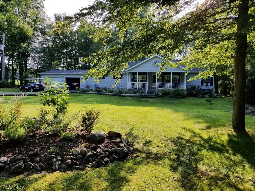 Nature lover's dream. Lots of wildlife (deer, wild turkey, Bald Eagles, mink & fox) can be viewed from the 20x20 rear deck or from the 26x11 covered front porch of this sprawling 3 bedroom, 2.5 bath Ranch style home. Everything you need on the main fl (bedrooms, bathrooms & laundry) + a tall full basement with finished room with a 8x8 closet & attached office. There is also a 15x8 workroom + large open area with a wood stove, in the walk out basement, that heats the floors up on the main level to keep the heat cost down. Owner is leaving about 6 cords of wood. There is a 2.5 car attached heated garage with a 2nd Dayton electric heater in the basement. The home offers great entertaining space with a formal living room, dining room, family room with wood burning fireplace & kitchen with all appliances included (besides the washer and dryer in the adjacent laundry room that is right off the att gar). Master bath has sep tub and shower. The home has a great set back on a quiet secondary ro