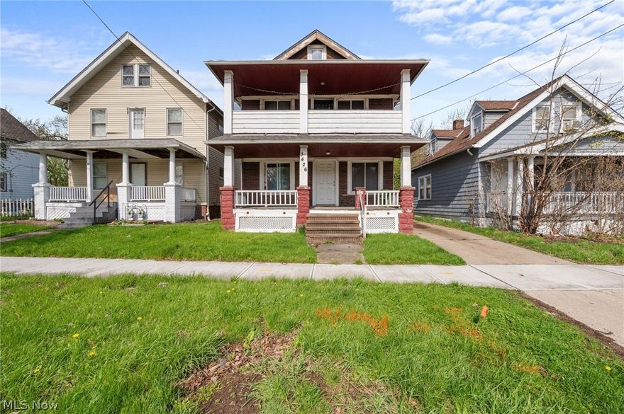 Great investment opportunity with strong potential! This spacious duplex is ideal for investors looking to expand their portfolio. Each unit features a covered front porch, a comfortable living room, an eat-in kitchen, two bedrooms, and a full bath. The large unfinished lower level provides excellent space for laundry and additional storage. A detached two-car garage adds convenience and additional value. Ideally located near Ohio City, Tremont, and Downtown Cleveland, with easy freeway access, this property offers both location appeal and long-term potential. A great opportunity to add value and make it your own.