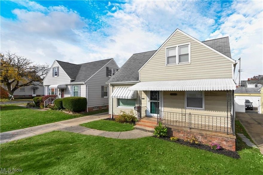 Great Home In The Great Location Of Garfield Heights! Welcome to this charming 3-bedroom, 1.5-bath cape-cod featuring a cozy front porch perfect for relaxing. This home can be perfect as a primary residence or investment opportunity, which is currently receiving $1,449/month in rent, with tenants paying their own utilities on a month-to-month basis (ending October 2025), offering flexibility for investors or future homeowners. The home offers an inviting eat-in kitchen, beautiful hardwood floors, and vinyl windows throughout. The spacious upstairs master bedroom includes a walk-in closet and built-in cabinets for added storage. 
The beautifully maintained basement provides additional living space and a convenient half bath. Freshly painted and well maintained, this home also includes a one-car garage and plenty of room to make it your own. Conveniently located just minutes from the freeway, shopping, and local amenities. Come see all this home has to offer and make it yours today!