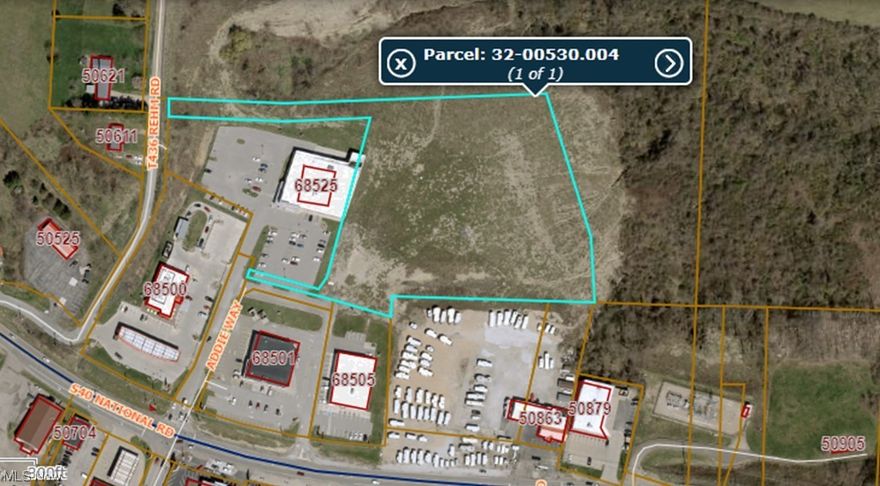 FOR SALE.  Join national names such as CVS, Sheetz, Aldi, and Advance Auto Parts in Saint Clairsville’s newest commercial development.  The subject site is approximately 6 acres with +/- 2.1 acres buildable.  The building site offers natural gas, electric, Belmont County water and sewer.  Subject to restrictions and shared maintenance agreement of Addie Way.