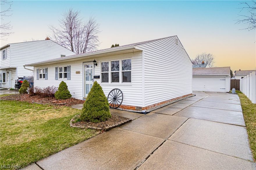 Check out this very clean move in ready freshly painted interior ranch home in Eastlake! If you’ve been looking for a solid starter, downsize or option to renting, this home is a perfect under 1,000 sq. ft. option!  3 bedrooms, Living Room with Fireplace, 1 full bath, Enclosed Sunroom, Exterior Deck and a 2.5 detached!  Step into the spacious living room with gas fireplace and newer flooring (2020)!  Eat in kitchen with all appliances and new hardware on cabinets (2023).  3 bedrooms with new carpet and fresh paint (2023).  Meticulously maintained first floor full bath and first floor laundry! Home has an exceptional 2.5 car garage with a new side access door (2023). Home sits on a superb .1460 lot with an exterior deck to entertain and or relax.  Recent upgrades include the Furnace (2022) and HWT (2021).  Seller provided one year home warranty and immediate possession.  Close to Lake Erie, freeway access, stores, schools, churches, shopping and much more. Home will be Violation Free pr