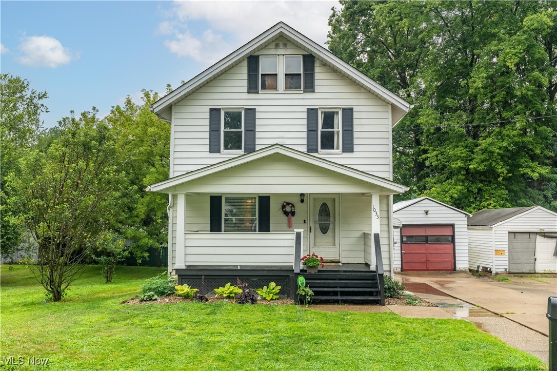 Tucked Away Gem in Historic Ravenna – Updated Colonial with Walkout Basement and First-Floor Suite!
Nestled in the heart of beautiful and historic Ravenna this stunning two-story colonial offers timeless charm and modern updates throughout. Set on a generous lot with mature trees, you’ll love the peaceful setting and the curb appeal of the expansive front porch—perfect for relaxing evenings or morning coffee.
Step inside to find original woodwork that adds warmth and character, complemented by a spacious family room and a large formal dining area, ideal for entertaining. The updated kitchen features a bar island and plenty of space to cook and gather.
A true highlight is the first-floor primary suite, thoughtfully remodeled with a private full bathroom—ideal as an owner’s retreat, guest quarters, or in-law suite.
Upstairs, you’ll find three oversized bedrooms full of natural light and charm, plus a large full bathroom.
The walkout basement offers endless potential—finish it for extra living space, a home gym, or a workshop.
This home is packed with value, space, and character—perfectly blending the old with the new in a serene, tucked-away location.