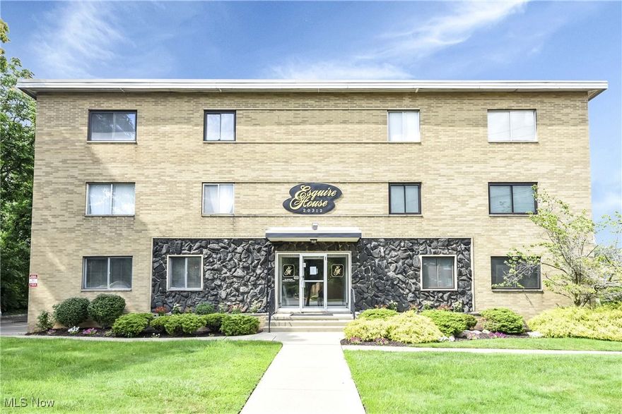 Fairview Park’s best-kept secret! Enjoy effortless one-floor living in this light-filled corner unit at the highly sought-after Esquire House Condominiums. Fully renovated in 2019, this beautiful condo shows like a model home with updates that include a crisp white kitchen with stainless steel appliances (including a French door fridge, electric stove, and dishwasher), updated bath, fresh trim and interior doors, LVP flooring throughout, new lighting, and an updated electrical panel. The spacious living and dining area opens to a cozy covered balcony—perfect for relaxing mornings or unwinding at the end of the day. The large bedroom offers a walk-in closet and generous storage throughout the unit. Wall A/C unit replaced in 2023 for added comfort. Community amenities include a refreshing outdoor in-ground pool, park-like grounds, picnic tables, and community grills. There’s a convenient laundry room on every floor, plus a car wash area and personal storage locker (#11) in the garage. A brand-new building elevator was installed in 2023. Underground parking is available via waitlist for an additional fee. The HOA covers gas, heat, water, and sewer—making for a true maintenance-free lifestyle. Whether you're a first-time buyer, professional, or looking to downsize, this location can’t be beat—close to Cleveland Metroparks, Big Met Golf Course, Westgate, Fairview Hospital, Gemini Center, and public transportation right at the street. This one truly feels like home!