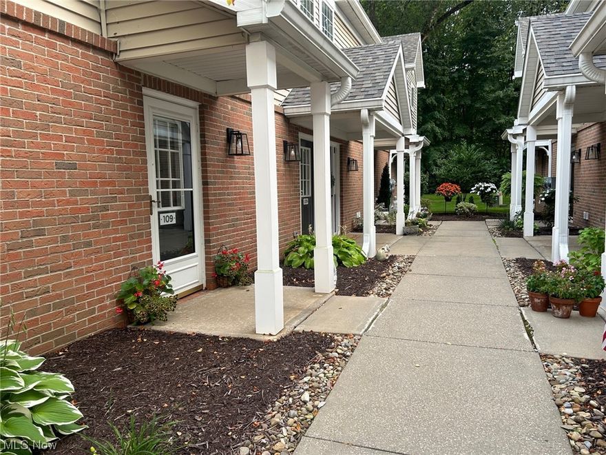 Visit this wonderful first floor ranch, two bedroom and two bathroom unit in Lenox Village.  Enjoy the comfort and convenience of the location and the open floor plan.  Entertaining will be a breeze with the open Living Room, Dining Room, Kitchen, and slider to the Patio which makes a spacious and great area to welcome guests.  In the cool parts of the year enjoy the cozy fireplace and in the warmer months enjoy fresh air coming through the slier.  The large master bedroom features a window seat, walk-in closet, and en-suite bath.  The second bedroom is on the other side of the condo with another full bathroom across the hall.  You will enjoy and appreciate the convenience of the laundry room with extra storage and a one car garage a few steps away.  The condos have access to FairlawnGIG internet service and are close to 77 and Montrose shopping and restaurants and the Cuyahoga Valley National Parks.  Water, sewer, trash and landscaping included in HOA dues.  Lenox Village is part of the Revere School District.  In 2019 a new furnace and hot water tank were installed and a new roof put on and recently installed were a new garbage disposal and lights.