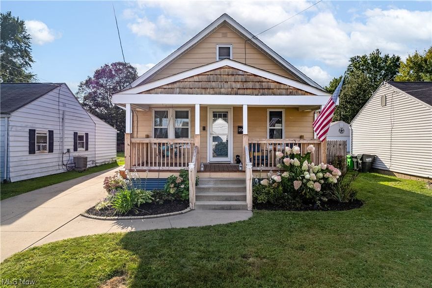 Welcome to 256 27th St NW Barberton ~ 3 bedroom with 2 first floor bedrooms and one spacious upstairs that includes a walk-in closet. Kitchen features white cabinetry with crown molding, leathered granite countertops, glass tile backsplash, flat top stove, dishwasher, microwave and refrigerator-stainless steel. Dining Room w/ coffee nook. First floor bath that is nicely updated with style. Tile tub-surround and hard-surface counters.  Nicely updated with newer windows, furnace, central air, hot water tank 2019, and roof 2019 but 2021 on 2 car garage (tandem). 2 new storm doors 2020, front porch completely rebuilt including new floor joists 2020.  Finished bonus room in basement as well as entertainment area and storage with laundry.  Fenced in back yard, covered patio, and pool with equipment. Don't miss out on this super cute home at 256 27th St NW Barberton!