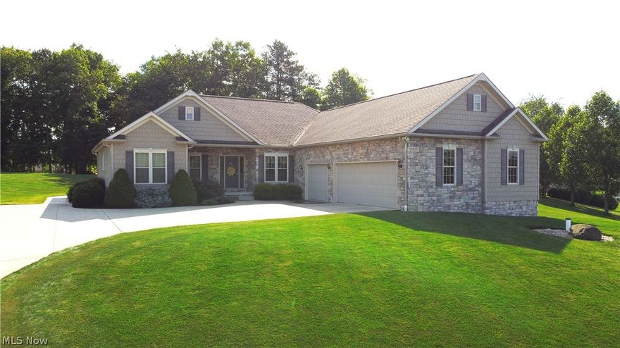 Welcome Home to the incredible Knollbrook Estates! This gorgeous Ranch has 3bedrooms and 2 Full Baths. Open your front door into Open Concept Living! Dining area, kitchen and two spacious living areas greet you as you enter. Your Kitchen includes granite throughout and custom cabinets through out. The details are endless in this home! Original owners have maintained this home incredibly. Stamped patio and swimming pool await your Summer evenings! Gorgeous hilltop setting and views surround! Master suite and two other spacious bedrooms wrap up your first floor. Laundry room off of Master Suite. Mudroom leads to your oversized attached garage with plenty of space for mowers and toys! Full walkout basement is ready for your finishing touches to make your own. Basement is plumbed and walls studded for full additional bath. Geothermal Heating in the home. Schedule your showing today! This one will not last!