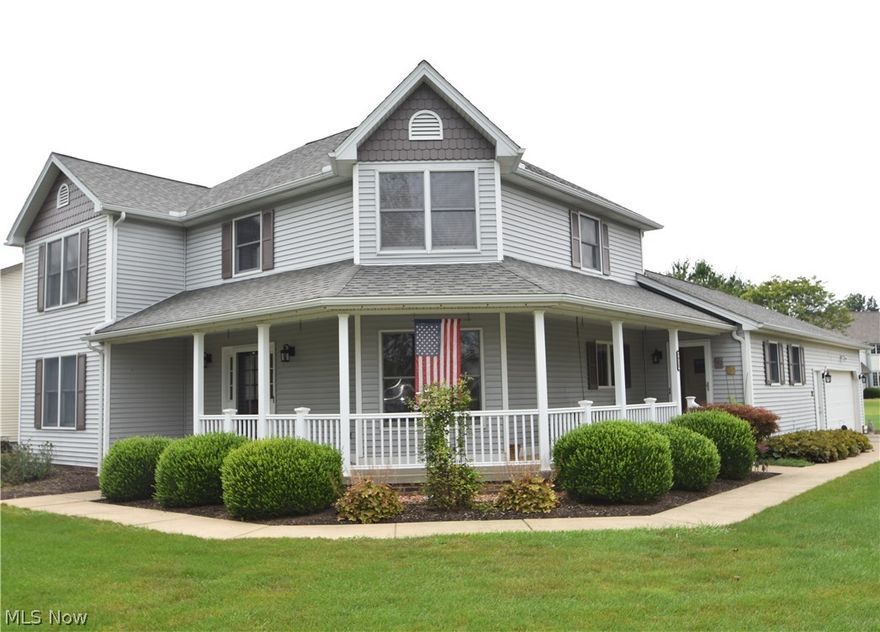 Clean, move-in ready!  Spacious 2500 square feet features large open concept kitchen with lots of cabinet space, walk-in pantry, updated tile backsplash, distinctive ceramic flooring, newer stainless oven (2010) and dishwasher (2018), and a large kitchen dining area which opens to the great room with fireplace and slider to the beautiful landscaped patio.  First floor space includes formal dining room, living room/den, large entry foyer, first floor laundry, half bath, and two "bonus" rooms, which can be used as an office and mud room.  Second floor has two large bedrooms and a perfect master suite with huge walk-in closet, and updated walk-in shower, along with double linen closet.  Head to the basement rec area and find a cozy hideaway, bar area, and large storage/workshop space.  Pool table stays!   Enjoy summers with beautiful landscaping front and back around the 2-level stained concrete patio with pergola.  A charming 10x14 shed (used as artist studio) has insulation and electric