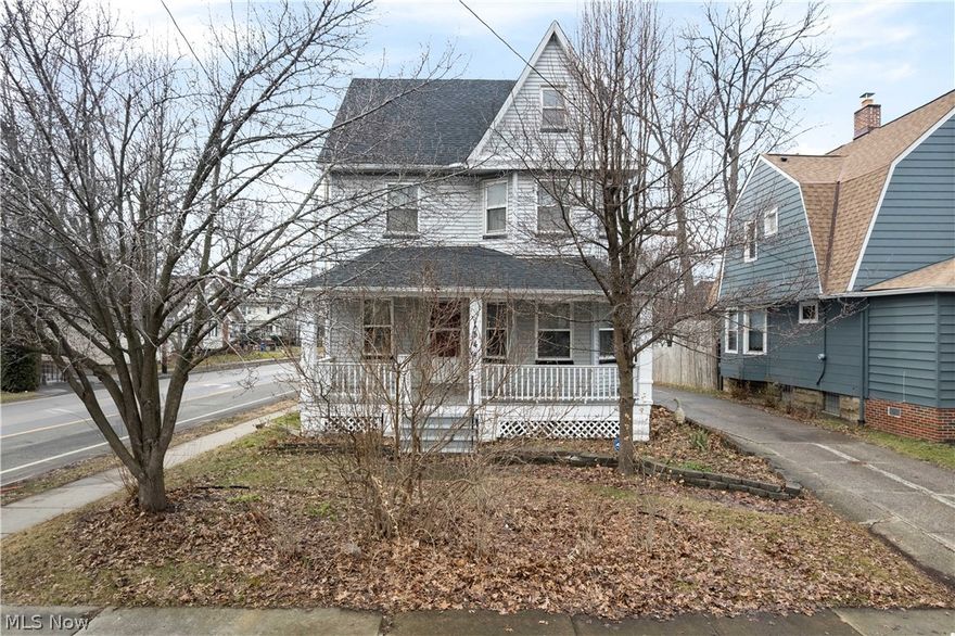 Welcome to 1544 Wyandotte Ave. in Lakewood.  This 3 bedroom (possible 4 bedroom), home with 2 full baths and 2 car detached garage offers 3 finished levels of living space!  Enter the home through the front door under the large, covered front porch.  The kitchen features quartz countertops, and provides access to a rare additional side porch!  This porch is just as large as the front but is enclosed with lattice – offering an open air feel plus privacy.  The main floor boasts extra tall 9-foot ceilings, a charming dining room with a bench, and a cozy gas fireplace with bay window in the den.
The second floor includes three bedrooms and a full bath, along with recently refinished original hardwood floors. The finished third level has both heat and AC run to it and provides versatile bonus space perfect for a 4th bedroom, office, or play area with extra tall 9' ceilings.  In the basement, you will find nature stone flooring, glass block windows, and the second full bath with an egress window.
Fully fenced in backyard, storage shed, and a large two-car detached garage with electric opener complete this great home.
Tons of major updates include:  House Roof (2025), Garage Roof (2025), Furnace (2025), AC (2025), refinished hardwood floors (2012).