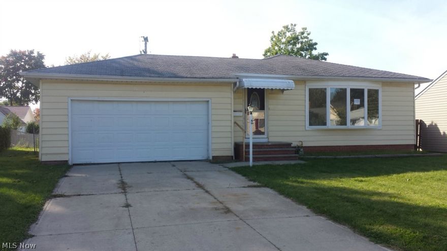 Nice ranch home in a great Willowick location. This home features a convenient 2 car attached garage and a full basement! The backyard is fully fenced in and has a covered patio for entertaining. With 3 bedrooms, 1 full bath and over 1100 square feet of space, this home is just the right size and a fantastic value!