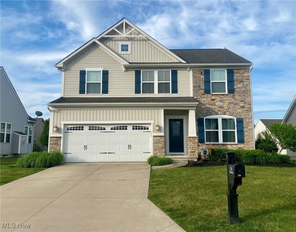 Welcome to 8736 Blue Heron Way, located in the desirable Marshview Landing community of Mentor, Ohio, named the “Best Place to Live in Ohio” by USNWR. This stunning residence blends elegance, comfort, and thoughtful design in a tranquil yet convenient setting. Built with customizations by the owner working alongside the builder’s plans, this home offers unique details throughout. From the moment you arrive, the inviting entryway creates a warm welcome. Inside, the foyer leads to an elegant front room reinforced to support a grand piano—perfect for music lovers. The formal dining room dazzles with exquisite wainscoting, crown molding, and soaring 9-foot ceilings, setting a refined stage for memorable gatherings. The open floor plan flows effortlessly into a spacious living room anchored by a cozy gas fireplace, ideal for year-round relaxation and entertaining. At the heart of the home is a magnificent kitchen featuring a massive Quartz Waterfall Edge Island with seating for four, a built-in beverage cooler, and clever storage solutions including a Mixer Lift.
Convenience is key with a mudroom entry from the garage, a main-floor half bath, and easy access to the finished lower level. The lower level impresses with a sleek Granite Wet Bar, a Media Room with built-in lighting and sound system, a dedicated Exercise Area, a luxurious Steam Shower bathroom and a guest bedroom — perfect for visitors or extended family.
Upstairs, the spacious primary suite is a true retreat, boasting a tray ceiling, two large Walk-in Closets, and a spa-like en-suite featuring granite countertops, dual sinks, a soaking tub, and a separate rainfall shower. A versatile loft area and a stylish laundry room with granite counters add extra functionality.
Additional bedrooms offer flexibility for guests, home office, or children’s rooms.
This home offers the perfect blend of style, comfort, and thoughtful amenities—ready to welcome you and your loved ones to a lifestyle of ease and elegance.