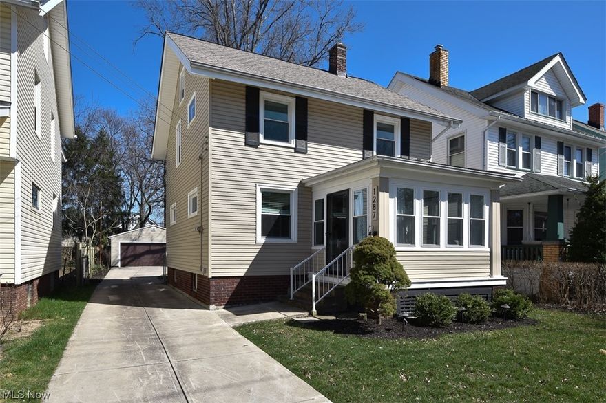 Welcome home to this absolutely stunning updated colonial in a perfect Western Lakewood neighborhood within a very short distance to your favorite shops and restaurants.  A new storm door greets you into the light filled and cheery 3- season room complete w/vinyl windows and impressive ceramic tile.  The cozy living room is perfect w/high ceilings, crown molding and fireplace w/gas addition & mantle.  The remodeled dream kitchen opens up to your formal dining room which is ideal for entertaining guests.  White cabinets, beautiful hardware, SS appliances remain, quartz countertops w/butcher block breakfast bar added.  An incredible half bath was recently constructed on the first floor which is sure to please and rare in the Lakewood market.  New French doors open up to your spacious fully fenced in yard and deck. Deep lot w/ 2 car garage for ample outdoor space and storage.  Upstairs is the show stopper with the fully remodeled main bath w/ heated floors, dual vanity, digital wall featu