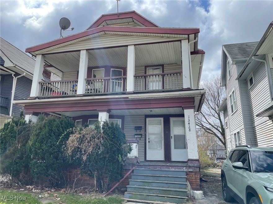 Attention Investors... A partially occupied 2 Family home on Hartford Ave in East Cleveland. First floor unit consists of a kitchen, Dining Room, Livingroom, full Bath, and 2 bedrooms (currently vacant). The Up unit has a kitchen, Dining Room, Living Room, full Bath, and 2 Bedrooms (currently occupied). Full Attic. Full Basement with Laundry hookups. The home is Vinyl Sided and has Vinyl Windows throughout. Sold "as-is".  Seller will make no repairs.  NO Seller Financing. No offers with an assignment clause. Seller will not deliver property vacant. Buyer assumes the Point-of-Sale Violations at closing.