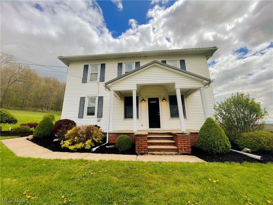 Property will sell at online auction and begins closing Thursday, June 8th at 7:00 PM. On the outskirts of Perrysville, you will find this charming and recently updated 2-story home complete with a scenic hilltop view. The home is situated on 4 acres but the option for additional land exists in this exciting multi-parcel online auction. Entering the home you will notice the open floor plan, lots of living space, an eat-in kitchen and a large dining room directly off of it makes this home perfect for entertaining. Glass patio doors off the dining room lead to a covered porch/patio area on the side of the home. The woodburning fireplace in the spacious living room makes for a cozy atmosphere. The first floor includes a laundry and full bathroom. Upstairs you will find an additional common area, and 4 bedrooms and a bonus/room closet. The basement hosts the utilities and provides extra storage space. Updates to the home include new flooring and paint and updated lighting fixtures gives an