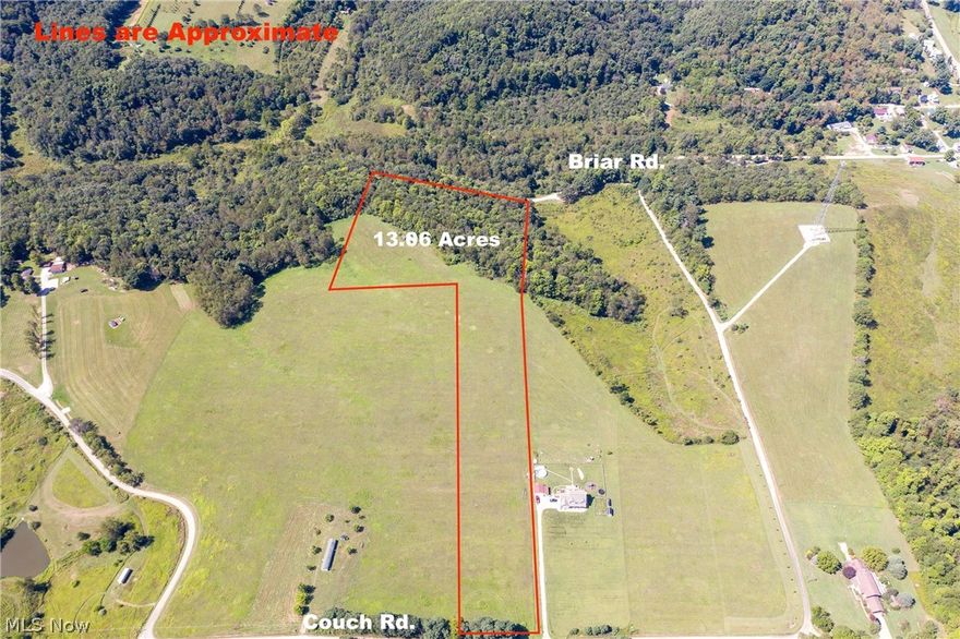 Located along Couch Rd. and Briar Rd. 8 acres of open meadows. 5 acres of woods with some mature timber. Road frontage on both Couch and Briar Rd. Water well. Septic system. Electric service on property.10x16 wood shed for equipment. Plenty of wildlife in the area. Great deer and turkey hunting.
