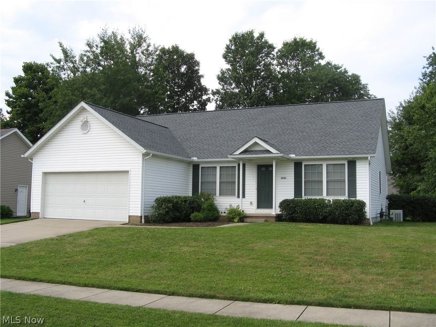 INVITINGLY PRICED !!!!!! Enjoy first floor living in this well maintained 3 bedroom ranch. The comfortable sized living room allows for a cheerful center for everyday family living. The well planned all applianced  eat-in kitchen has storage space galore. The master bedroom and bathroom are located away from the two guest bedrooms and bath. While the utility room is conveniently located off the kitchen. The large unfinished basement could easily be finished for extra living space. Enjoy the newer roof, and hot water tank as well as the newer back yard patio. This home is located close the Kent State and the Necom.  HOME WARRANTY included.