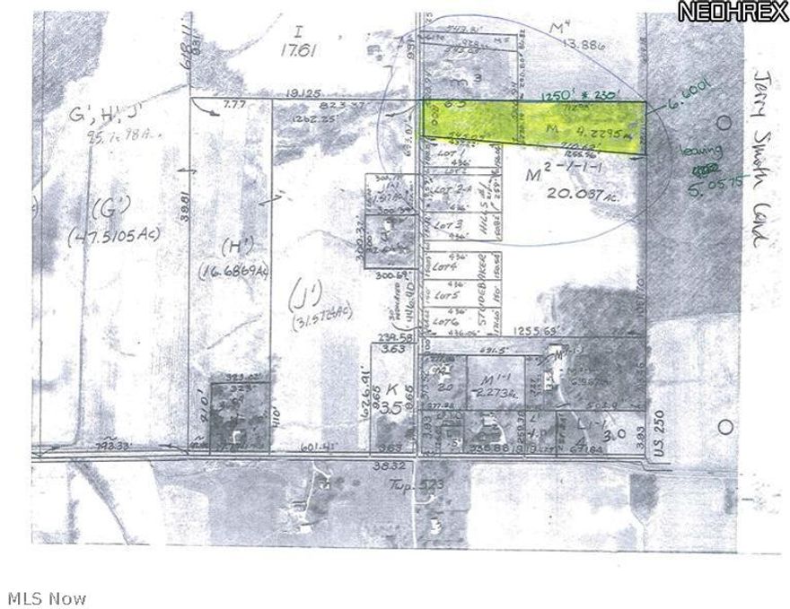 Land to be split off of 11.657 acres, 5 acres to stay with the house
