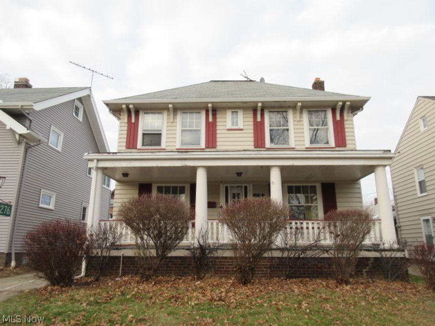 Large 4 bedroom Colonial in the heart of Lakewood with updated kitchen and bath, Granite counters in kitchen, ceramic tile flooring, oak cabinetry, hardwood floors throughout add character. Large living room and formal dining room.  Large room in basement adds additional living space. Charming large front porch, 2 car detached garage. Fenced yard.