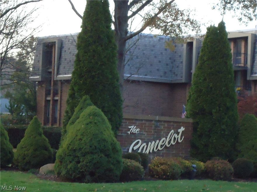 Carefree living is yours in this spacious 2BR/2.5 BTH Condo in the desirable Camelot Condominium Association.  Located in Fairlawn Heights, this development is comprised of three attractive brick buildings surrounded by beautifully landscaped grounds.  Assigned parking in the heated underground garage is convenient and secure with direct access to the building.  This 2nd floor rear facing  unit with covered balcony is located in the North building,  providing easy entry access as well as close proximity to the salt water indoor swimming pool and spacious community room which features a fireplace and kitchen...........perfect for family and friends!  Large Living room with floor to ceiling windows & private balcony access.  Foyer entry with parquet flooring.  Applianced eat-in kitchen with loads of cabinets/storage.  Full laundry in utility room off kitchen.  Large bedrooms with full baths & walk-in closets......linen closet & half bath off foyer entry.  Quiet, convenient location near