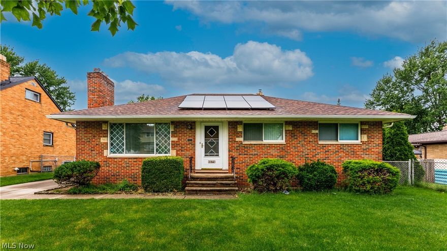 Welcome to this well-maintained all-brick ranch in Parma Heights. This charming home offers 3 bedrooms plus a versatile bonus room that can easily function as a home office, den, guest room, or potential fourth bedroom depending on your needs. Hardwood floors run throughout the main level bedrooms, adding warmth and character to the home. The kitchen features stainless steel appliances. The partially finished basement provides additional living and entertaining space and includes a second full bathroom. Outside, you’ll find a fully fenced backyard with room for pets, play, gardening, or summer entertaining. Major updates and improvements include a brand-new furnace (2026), new roof (2025), hot water tank (2023), updated electrical, blown-in insulation, and solar panels. With great bones and many of the big-ticket items already completed, this home offers an excellent opportunity for a buyer to bring their own design touches while enjoying peace of mind on the major mechanicals. Ideally located just off Big Creek Parkway with quick access to the Cleveland Metroparks, walking trails, shopping, and dining!
