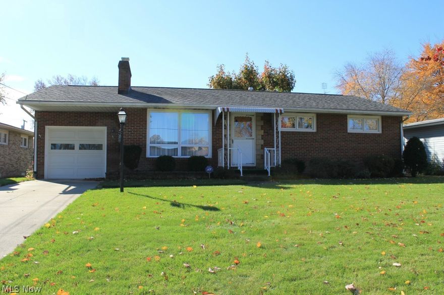 This terrific 3 bedroom brick ranch is super clean & well maintained. The nice size living room features a wood burning fireplace and is open to the spacious dining area.  The bright, sunny kitchen includes all appliances. Attached one car garage leads to cement patio and nice backyard.  There are hardwood floors in living room & bedroom, replacement windows, updated electric (2014), & roof is about 8 years old. The basement has been waterproofed and includes a huge rec room,  half bath (shower & commode), laundry & storage area. All this in a very convenient location minutes from expressway.