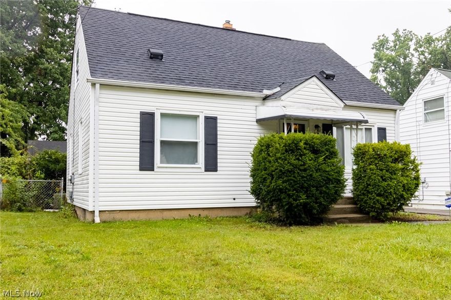 Looking for a 3 bedroom, 2 full bath Cape Cod! This home has a large eat-in kitchen and private covered patio off the kitchen. Updated/renovated bathroom on main floor. Amazing 2+ car garage with plenty of storage and extra parking on the paved driveway. Come check out this charming home!