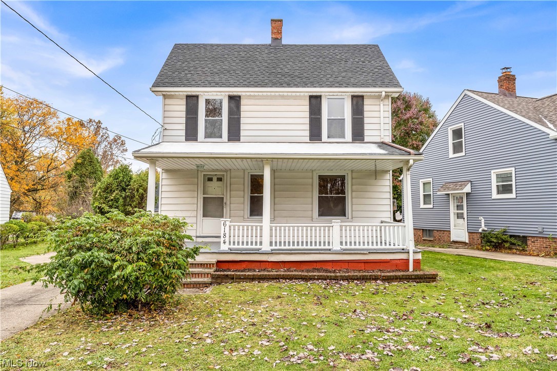 This beautiful single-family colonial home has so much to offer! You are welcomed by a large covered front porch that overlooks the front yard! Walk into the living room featuring beautiful hardwood floors and large picture windows allowing for tons of natural light! Continue into the spacious kitchen! The kitchen offers plenty of counterspace, a stainless-steel double sink and beautiful white cabinets! With large windows, there is tons of natural light flowing through! Upstairs you will find 4 bedrooms with plush carpeting and gorgeous wooden doors! There is a full bathroom upstairs as well with a tub/shower combination! Continue down to the basement which offers a laundry area, tons of space for storage and a convenient full bathroom with standing shower! Outside you will find a detached 2-car garage! This home is near food, shopping and public amenities! This won't last long! Schedule a showing to see it for yourself!
