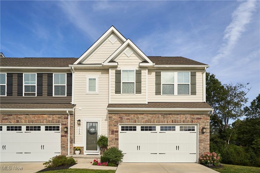 Step into this beautifully maintained townhouse, just three years young and full of charm! This desirable end-unit home offers 3 spacious bedrooms, 2.5 baths, and a versatile office nook, all within minutes of shopping, dining, highway access, and more. Enjoy the privacy of a backyard that backs to green space, along with an extra side yard that only an end unit provides. Inside, the 9-foot ceilings and open-concept main level create the perfect blend of comfort and style. The modern kitchen boasts stainless steel appliances, an eat-in area, and a center island with seating, perfect for everyday living or entertaining. Upstairs, the primary suite features two walk-in closets and a luxurious bath with dual sinks and a sleek, glass-enclosed shower. The two additional bedrooms offer ample closet space, while the full hall bath includes a bathtub. A cozy office nook provides the ideal spot for remote work or study. The convenient second-floor laundry makes chores a breeze. The unfinished basement is full of potential—whether you envision a home gym, playroom, media space, or extra storage, it’s ready for your personal touch. A spacious two-car garage offers plenty of room for both parking and storage. With the HOA taking care of exterior upkeep, snow removal, and lawn care, you’ll enjoy the ease of low-maintenance living in a home that feels like new. Don’t miss your chance to call this move-in-ready townhouse your own!