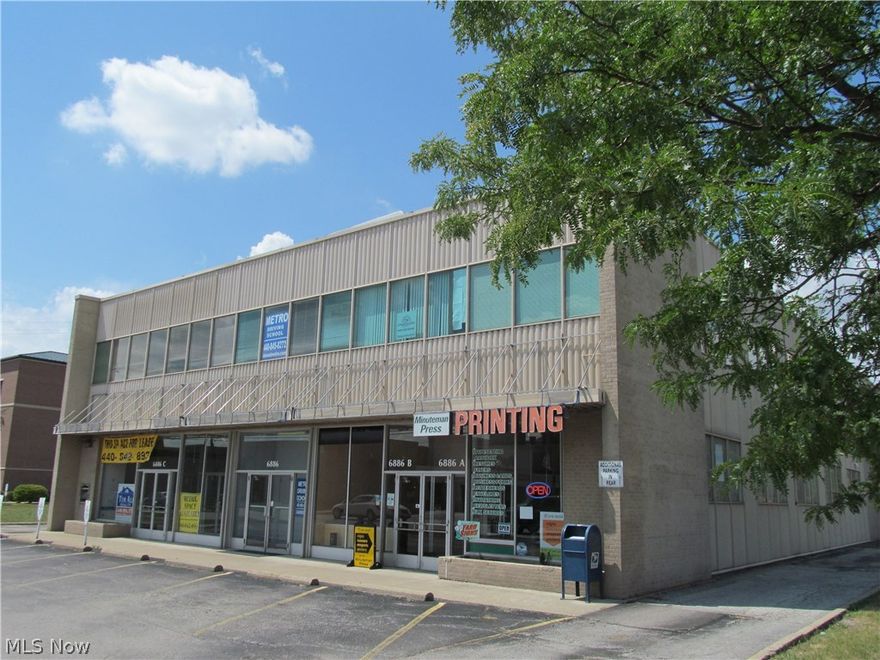 Location! Location! Location! Excellent opportunity to own a 2 story incredibly built office and retail building in Middleburg Hts. High Visibility on Pearl Rd. Walk to Office Depot, Post Office, restaurants and shopping. Minutes to I-71, I-480, turnpike and the airport. 12 rental suites, many long-term. Former Bank in one suite had a drive-thru that could be reopened. Over 60 parking spaces. Oversized garage. Well cared for building. Incredible possibilities here.