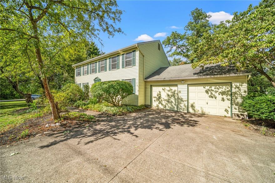 Welcome to this colonial in the heart of Concord Township.  Offering over 2,300 sq ft of living space with 4 large bedrooms, 2.5 baths, full basement, 2 car garage and shed. Set on a peaceful .66 acre lot, this home offers space, privacy, and endless potential.

Inside, you’ll find an open kitchen w all appliances included, flowing into a cozy family room with a fireplace. In the formal dining and living room you’ll find plenty of space for entertaining and relaxing. First-floor laundry adds convenience.  The full basement provides extra storage with plenty of room for a workshop and hobbies.

Step outside to your own backyard retreat with lush landscaping, a spacious deck, and a charming brick patio with firepit area ideal for spring, summer and fall gatherings. In the backyard you'll find a shed for extra storage.  A two car garage includes extra space for storage with a full concrete driveway including a bonus turnaround pad for parking or a camper. 

Recent updates include: bay window, furnace (2021), A/C (2020), and a 50-gallon water heater (2021). Appliances included: washer, dryer, dishwasher, gas range (2022), refrigerator (2022), microwave (2025), and garbage disposal (2025), roof (2018 or newer).

In the yard you’ll find beautiful flowers and several fruit trees—apple, almond, and mulberry. Located near Helen Hazen Wyman Park, Girdled Road Reservation and many other beautiful parks you’ll be sure to enjoy your weekends hiking and exploring. Easy access to shopping, dining, and highway access.  

With a little vision, this home, which was an original model home, will truly shine.  Some photos are staged (and noted) to show potential.  Seller is offering a one-year home warranty for peace of mind.  Don’t miss your chance to make this your “home sweet home”!