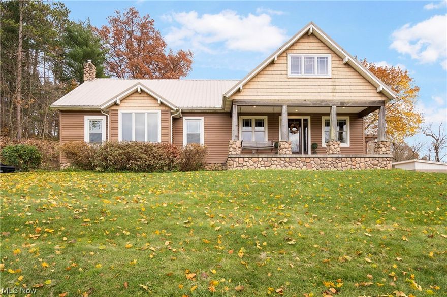 Enjoy life in the country on 13.28 acres just 1 mile out of town! This charming and full of character home is move in ready! Solid built with oak stud rafters and some oak floors. Complete with 3BD and  3 full Bathrooms. 1st floor master suite and 1st floor laundry! You will love the warmth of the fabulous great room with a gorgeous stone fireplace with wood burning insert and lots of windows and patio doors to let the light shine in (addition in 2004)! Alpine cupboards in the cozy kitchen with wonderful pantry space. Upstairs you'll find 2 more bedrooms and a nice sized loft that would be perfect for a home office! Basement could easily be finished for a recreation room and also has a free standing wood burner. Enter the mudroom/ laundry room or the enclosed porch from the carport/patio out back. Outside  you'll find a 32x24 det. garage, a bank barn with 2 32x13 lean-to's, a 10x24 storage shed, and a gazebo, all with electric.
Take a stroll along down the path into the woods to enjoy the beautiful nature. Enjoy gorgeous sunsets over the valley from the back yard. Great Home, Great Location, Situated across the street from the newer schools, football, and soccer fields. City Water is available. Mineral rights to be retained by sellers, surface rights will transfer to buyer.