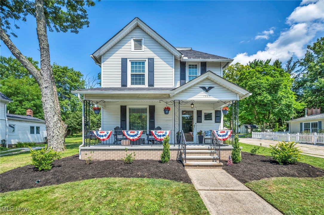 Modern comfort and historic charm come together in this beautifully updated Colonial, set on over .32 acres, located in the highly regarded Highland School District & just steps from the Sharon Center Public Square Historic District. Offering 2,255 sq ft, 3 bedrooms, including a 1st-floor primary suite, and 2.5 baths, this home blends timeless architectural details w/ the ease of today’s living. A welcoming full front porch invites moments of relaxation & a dramatic foyer w/ coffered wall accents, under-stair storage & hardwood floors sets a tone of elegance carried throughout the home. An updated eat-in kitchen features a breakfast bar, quartz countertops, subway tile backsplash & stainless steel appliances, and an adjacent dining area has hardwood floors & a large picture window overlooking the backyard. A spacious family room creates a warm gathering space w/ coffered wainscoting, gas fireplace & access to a lovely private patio area between the house & detached 2-car garage. The primary suite offers hardwood floors, crown molding, a fireplace & versatile living space that could serve as a sitting area or home office, along w/ an en-suite bath featuring dual vanities. Upstairs, 2 additional bedrooms, a full bath w/ double vanity, bonus room that could be used as an additional office space or play room, & 2nd-floor laundry add convenience & flexibility. Updates completed in 2024/2025 include: Installed washer/dryer, refrigerator, custom blinds & window treatments throughout, ceiling fans in all bedrooms, tile flooring in kitchen and at patio slider & side door, electronic keypad deadbolt on side door, wireless video doorbells, mailbox, kitchen light fixtures, and smoke detectors, and refreshed landscaping. INCLUDED are ALL kitchen appliances, washer/dryer, all window treatments, TV mounts, 3 video doorbells, and a 1-year home warranty. Conveniently located near I-71, I-77, I-76, shopping, restaurants, parks, and other local attractions.