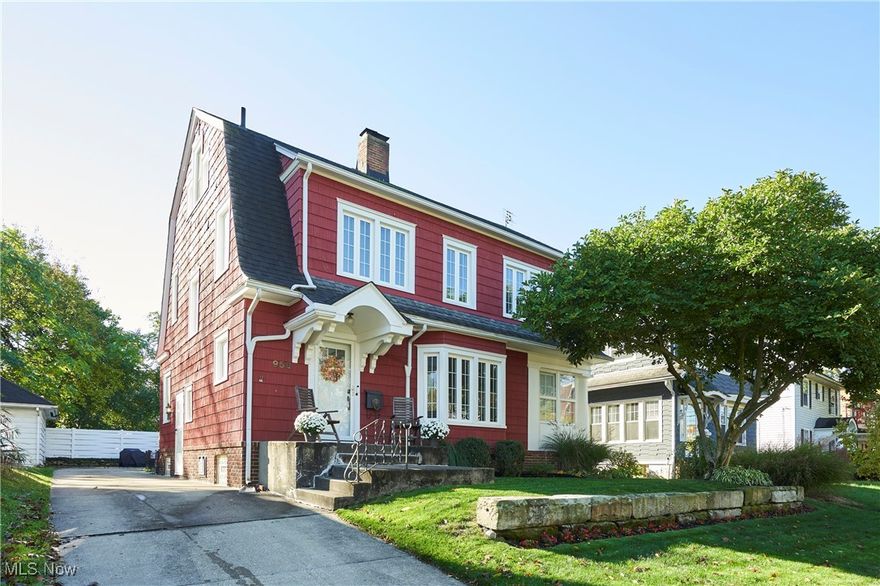 Fully renovated and ready to go! Come bear witness to this meticulously maintained centennial wonder, and you’ll see the best is yet to come! Situated in the heart of historic Highland Square and across the street from Hereford Park, this unique 3-4BR 1.5BA barn-style colonial showcases refinished hardwood floors through most of its 2300+ square feet! 1st floor features airy living room w/ bay window, brick gas fireplace & shiplap accent wall, adjacent to the sunroom w/ windows on two sides, spacious formal dining room for entertaining, updated eat-in kitchen w/ quartz counters, subway tile backsplash, SS appliances & double sink, gas range, built-in shoe bench, servant staircase, new door to rear TimberTech deck, fenced-in backyard, and paver walkway to 2-car detached garage, plus about the coziest half bath you’ll ever see! Just upstairs you will find the master bedroom packed with natural light and built-ins in addition to the closet, 2 add’l well appointed bedrooms, large & clean full bath w/ double sink granite vanity & tiled shower, plus finished 3rd floor rec room that could also serve as a 4th bedroom. This home also features a waterproofed basement and the following updates: vinyl windows (many are casement!), water softener ‘21, HVAC & smart thermostat ‘21, hot h20 ‘23, sump pump ‘24, front door ‘21 & new light fixtures, blinds, & fans throughout the house! Nothing to do but move in! Conveniently located around the corner from Portage Country Club, .25 mi from King CLC, < .5 mi from Highland Sq dining & entertainment, and just a 5-min drive to downtown Akron!
